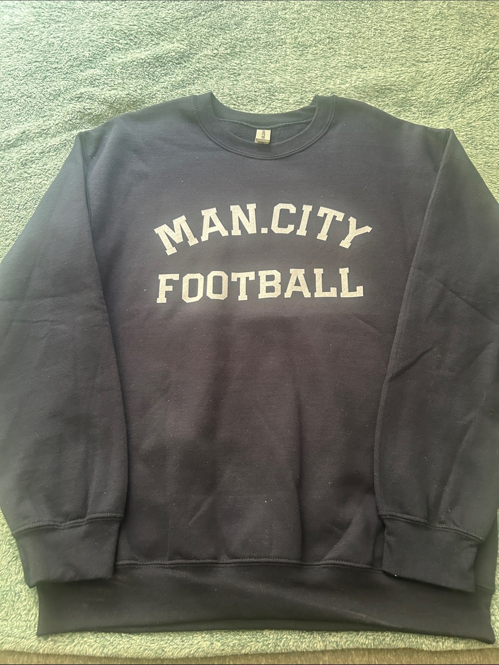 Gildan Navy Man.City Football Crewneck Sweatshirt. Bought off of Etsy. New